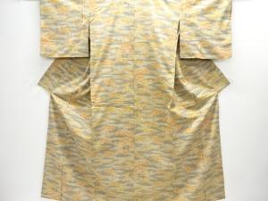 遠山に家屋風景模様織出し手織り紬着物